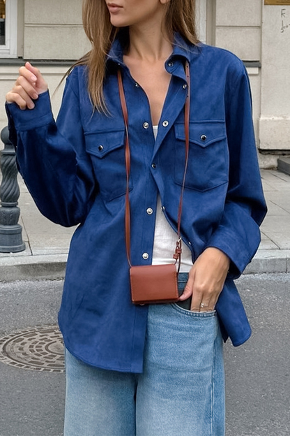 Blusas casuales de cuello vuelto con botones para uso diario