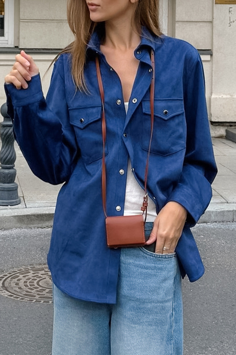 Blusas casuales de cuello vuelto con botones para uso diario
