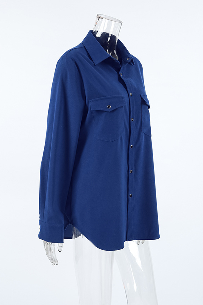 Blusas casuales de cuello vuelto con botones para uso diario