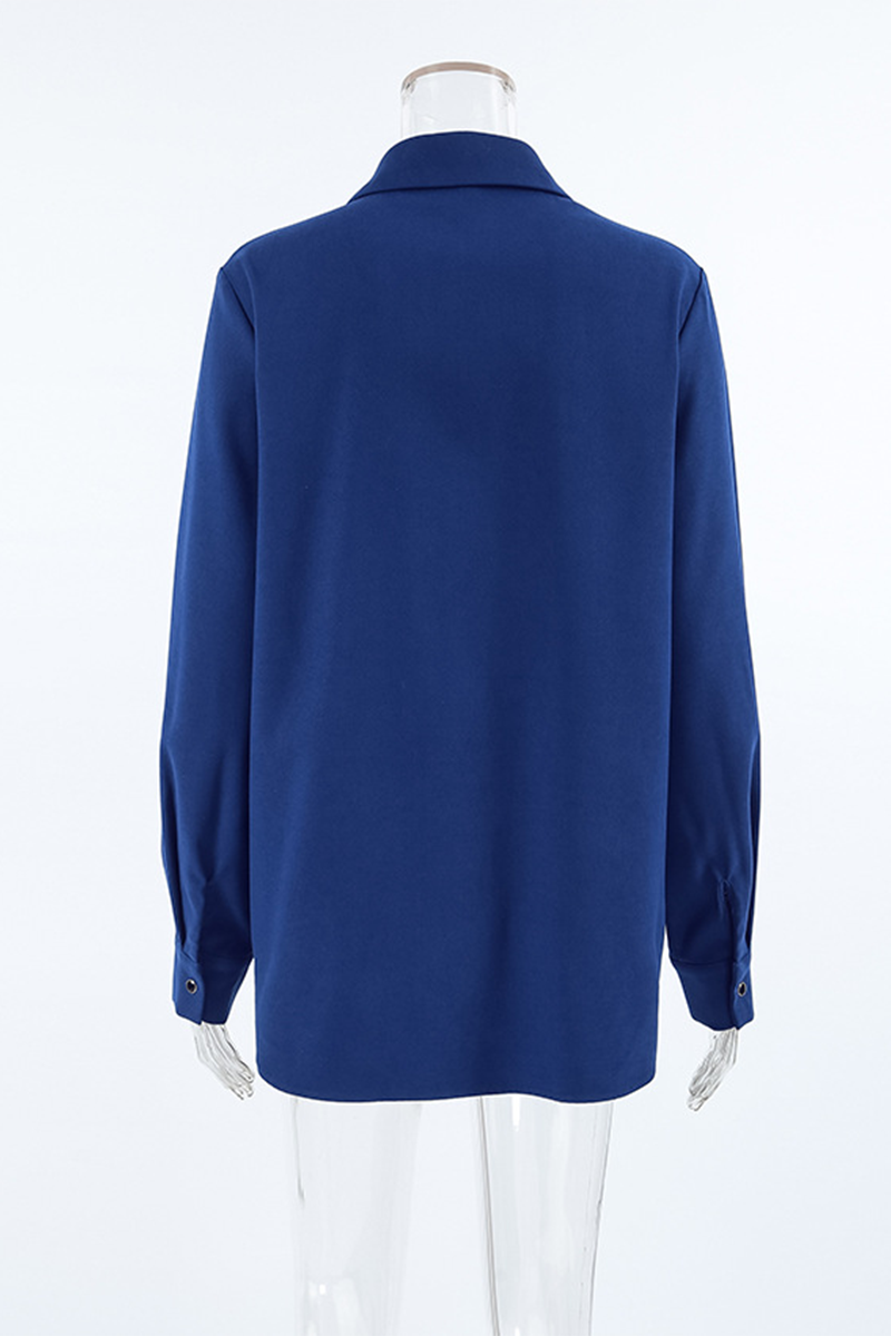Blusas casuales de cuello vuelto con botones para uso diario