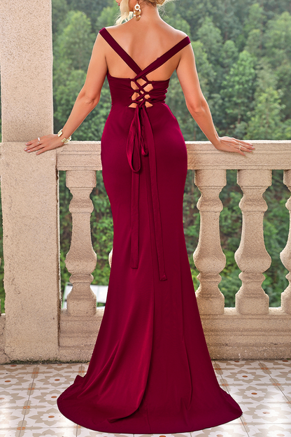 Vestidos de noche sexys con escote cuadrado y abertura para fiesta de graduación