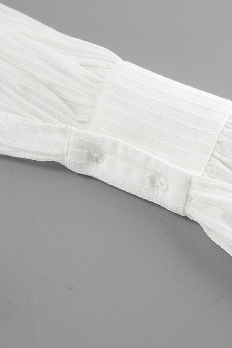 Blusas casuales con cuello vuelto, textura de botones jacquard