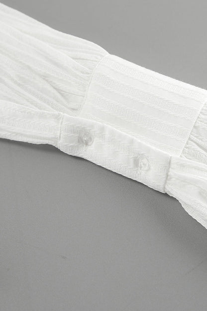 Blusas casuales con cuello vuelto, textura de botones jacquard