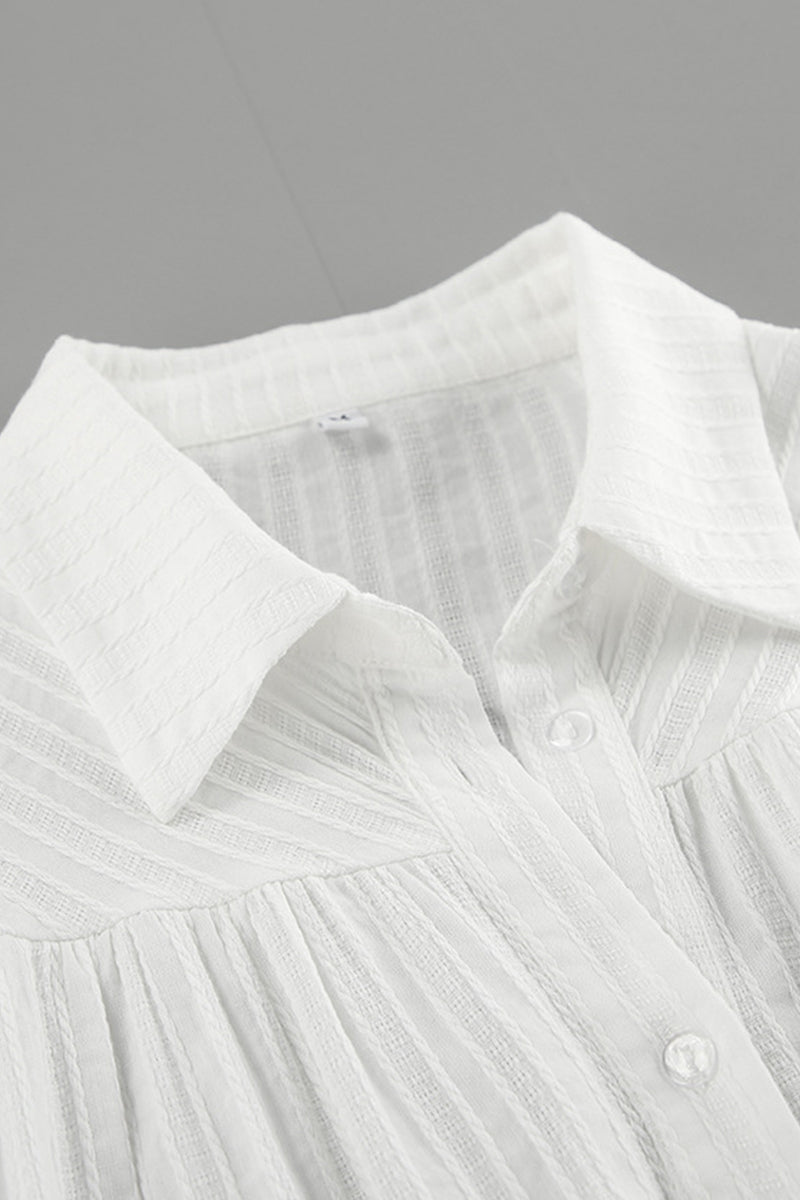 Blusas casuales con cuello vuelto, textura de botones jacquard
