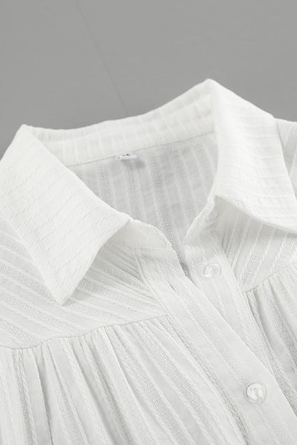 Blusas casuales con cuello vuelto, textura de botones jacquard