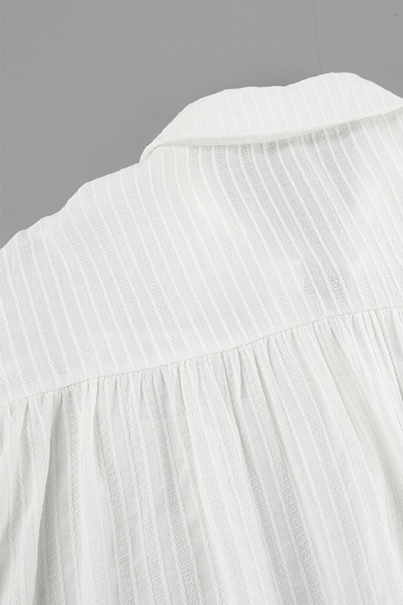 Blusas casuales con cuello vuelto, textura de botones jacquard