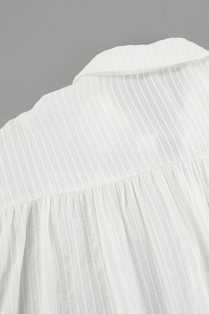 Blusas casuales con cuello vuelto, textura de botones jacquard