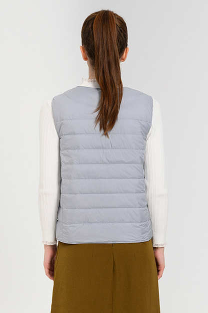 Casual Zipper White duck down V Neck Tops(Down content 86%~90%)(4 Colors)