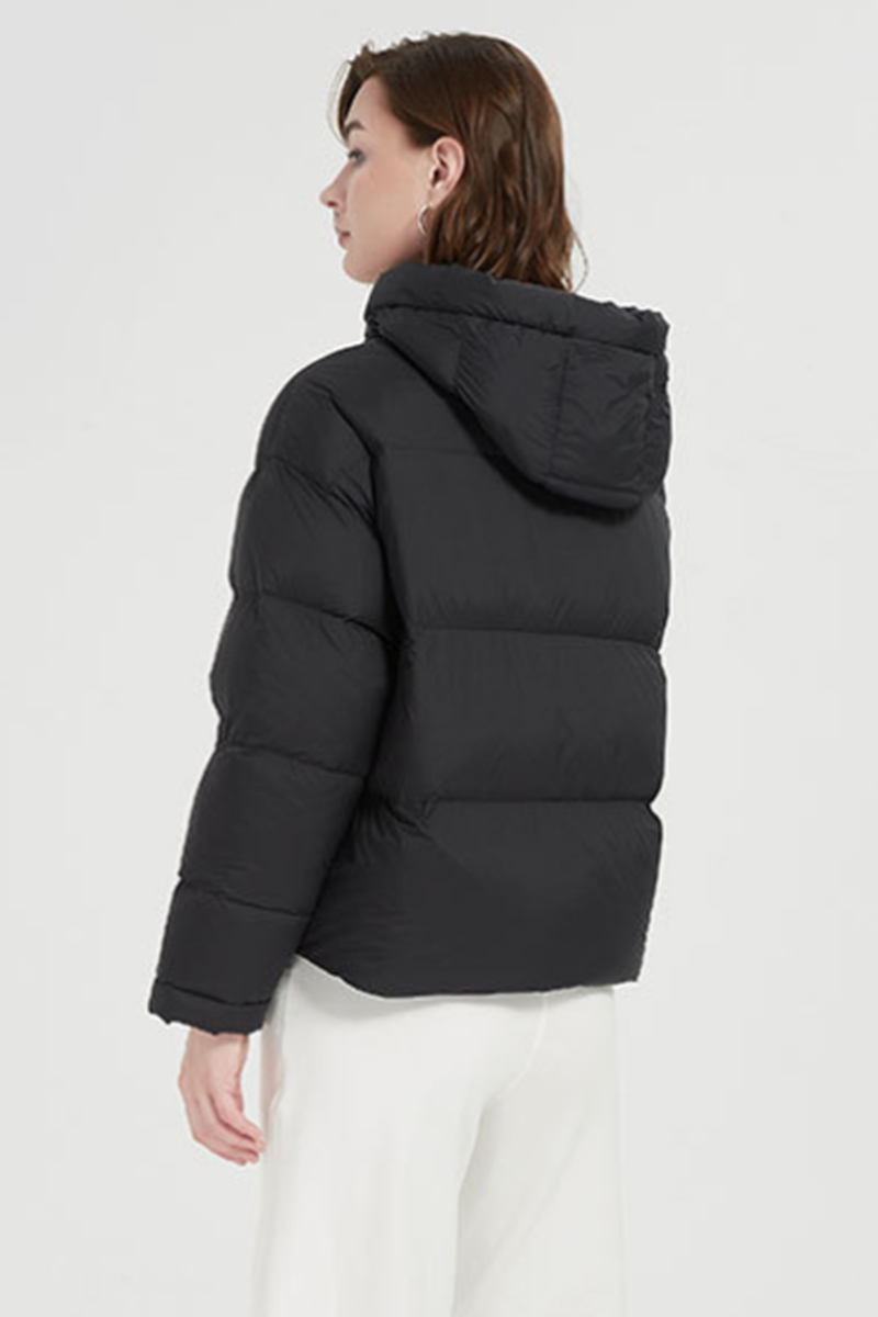 Chaqueta informal con capucha y cremallera de bolsillo de plumón de pato blanco (contenido de plumón 86% ~ 90%) (4 colores)