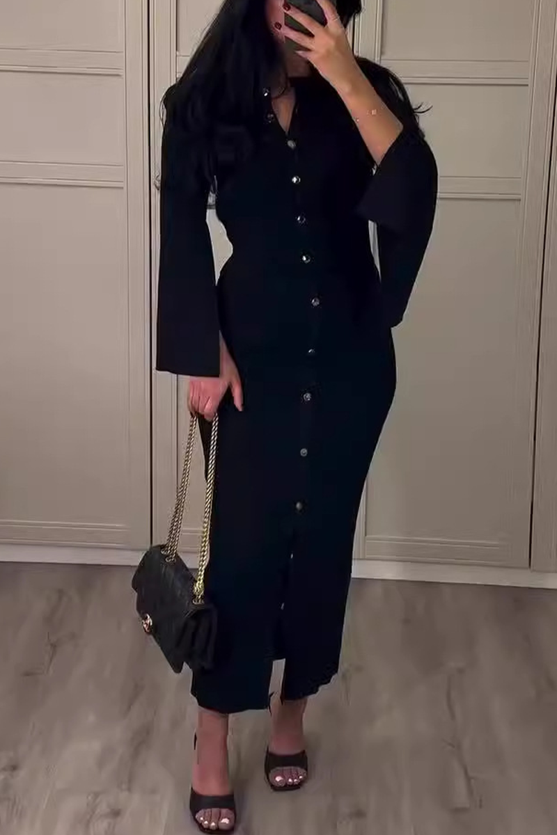Conjunto de dos piezas de manga larga con cuello redondo y hebilla elegante para uso diario