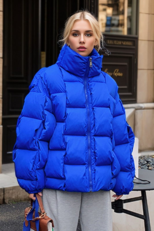 Prenda exterior informal de algodón con cuello mandarín, cremallera y cuadros (5 colores)