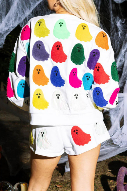 Conjunto informal de dos piezas con cuello redondo, manga larga y bolsillo fantasma para uso diario.