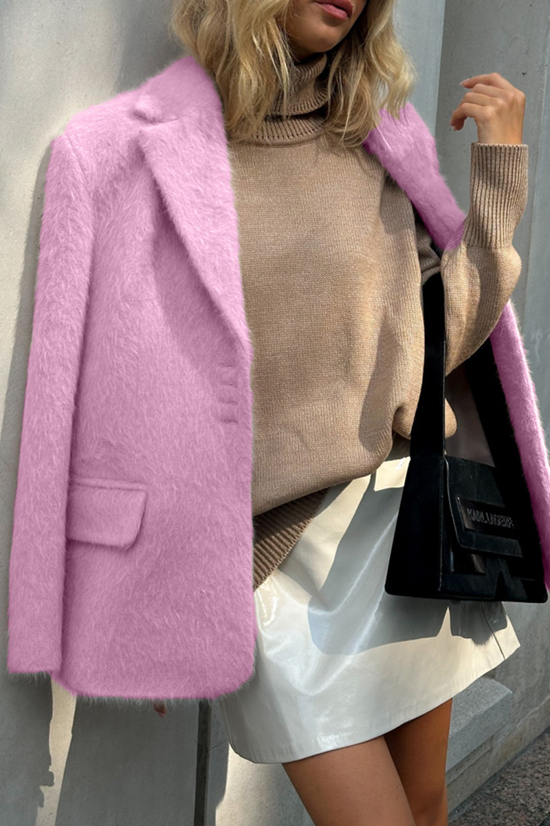 Prendas de abrigo informales con botones, cuello vuelto y esponjoso (3 colores)
