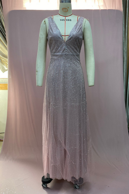 Vestidos de noche sexys con escote en V y lentejuelas degradadas