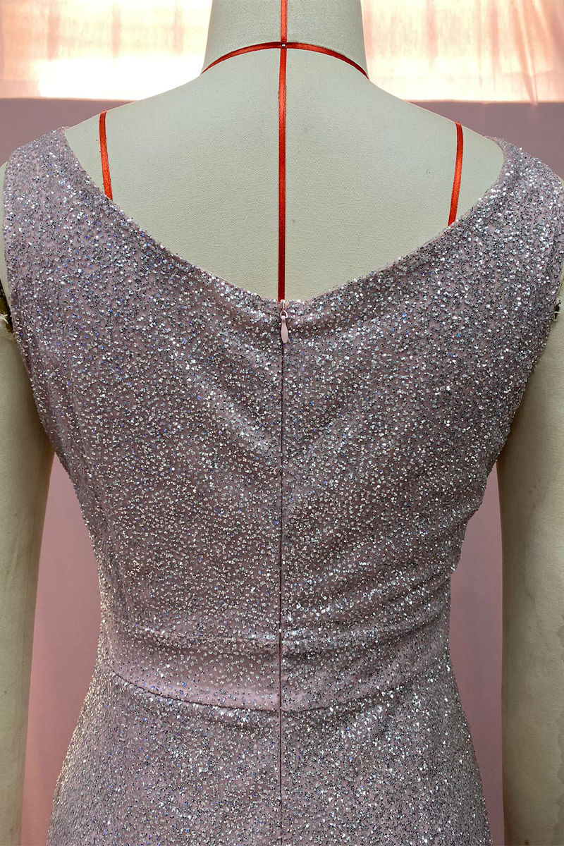 Vestidos de noche sexys con escote en V y lentejuelas degradadas
