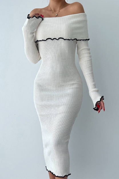 Vestidos sexis de un solo paso con hombros descubiertos y diseño de patchwork en contraste