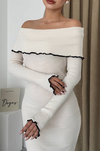 Vestidos sexis de un solo paso con hombros descubiertos y diseño de patchwork en contraste
