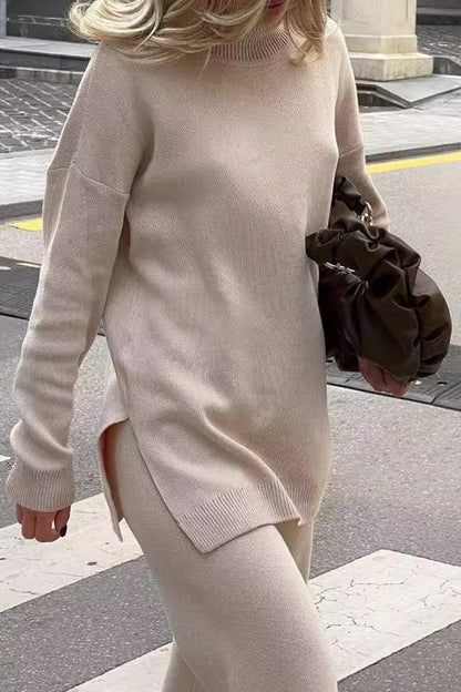 Suéteres casuales de cuello alto con aberturas en colores sólidos (8 colores)