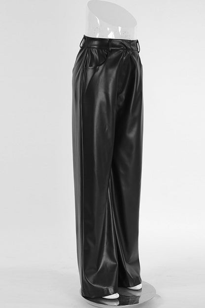Pantalones casuales de cintura alta, rectos, holgados y con bolsillos para uso diario
