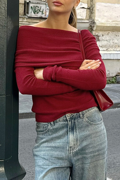 Tops sexys de color sólido con hombros descubiertos y fruncidos