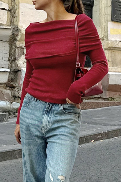Tops sexys de color sólido con hombros descubiertos y fruncidos