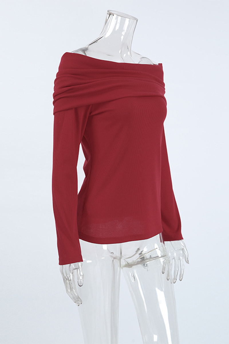 Tops sexys de color sólido con hombros descubiertos y fruncidos