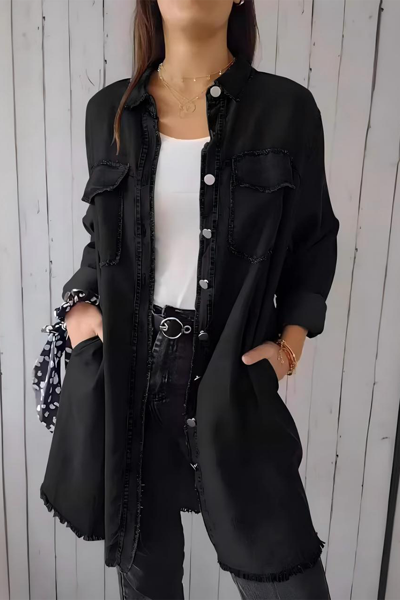 Blusas casuales con botones desgastados y cuello vuelto (4 colores)