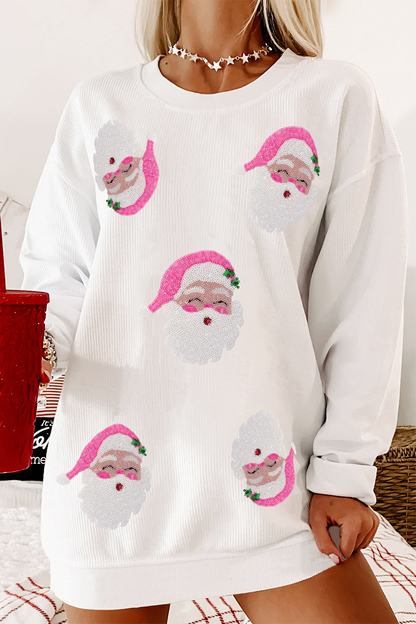 Sudadera informal de cuello redondo con lentejuelas de Papá Noel