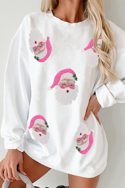Sudadera informal de cuello redondo con lentejuelas de Papá Noel