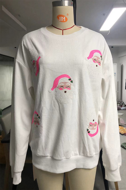 Sudadera informal de cuello redondo con lentejuelas de Papá Noel