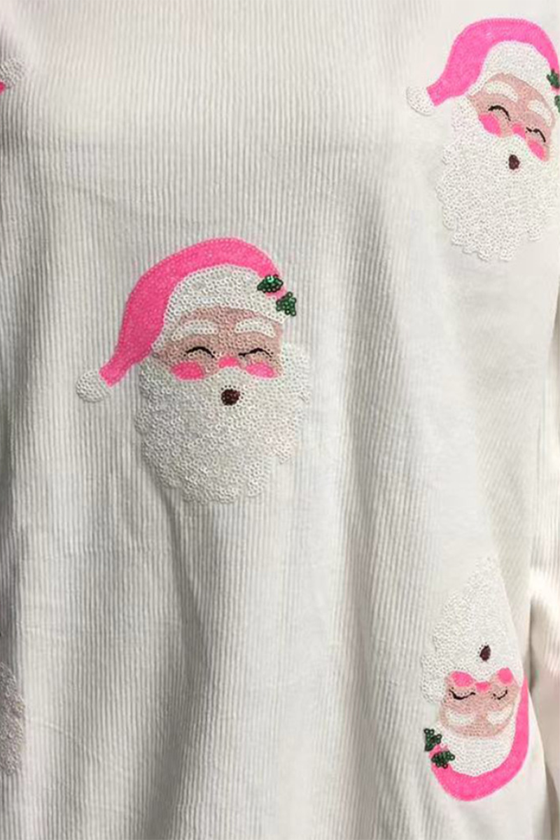 Sudadera informal de cuello redondo con lentejuelas de Papá Noel