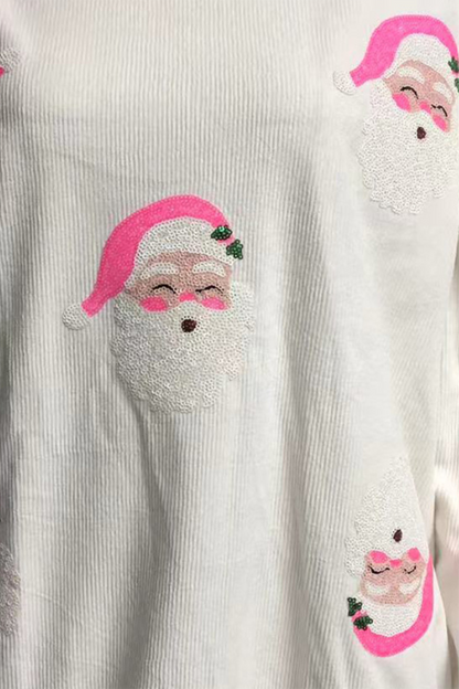 Sudadera informal de cuello redondo con lentejuelas de Papá Noel