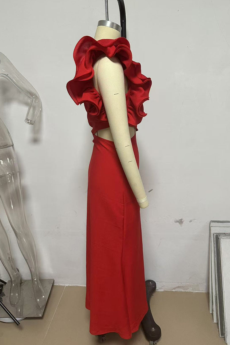 Vestidos sexis de una sola capa con hombros caídos y forma de flor irregular (6 colores)