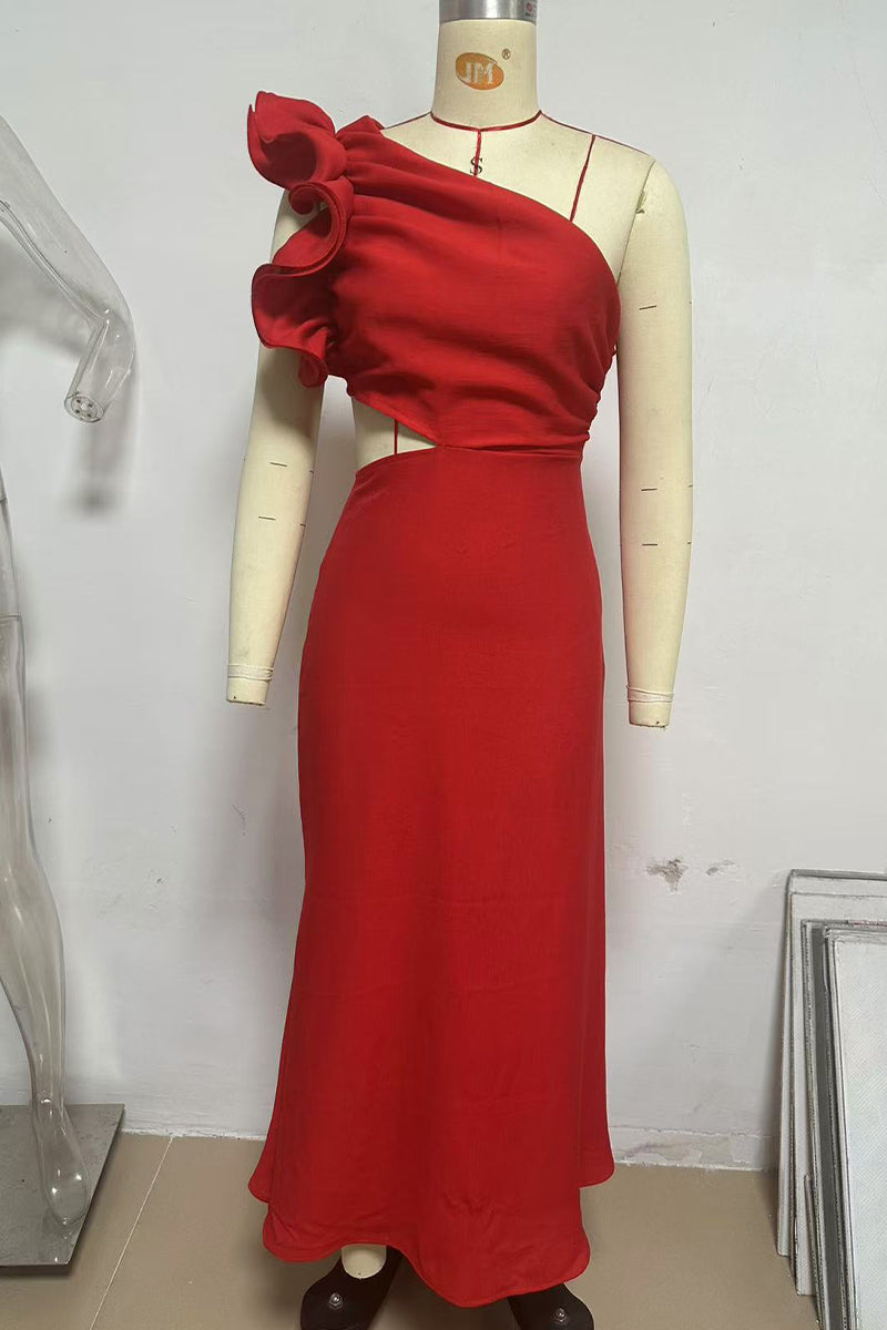 Vestidos sexis de una sola capa con hombros caídos y forma de flor irregular (6 colores)