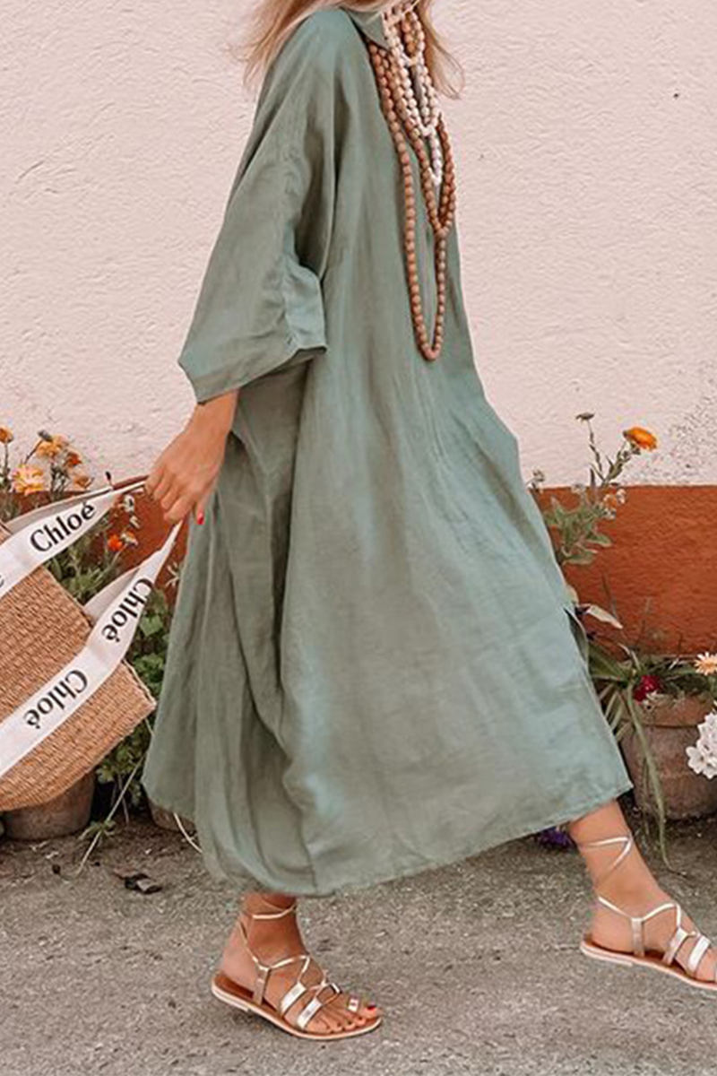 Vestidos casuales de manga larga con escote en V irregular y abertura