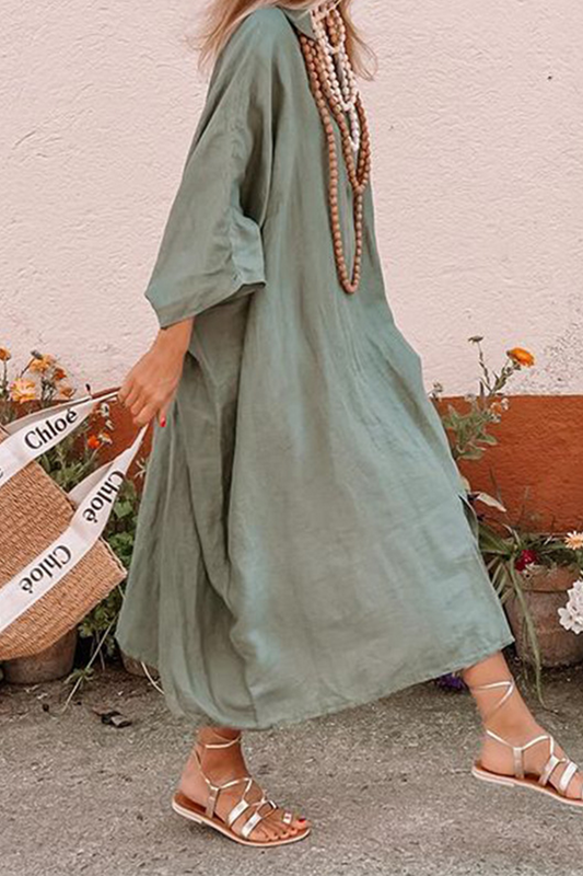 Vestidos casuales de manga larga con escote en V irregular y abertura