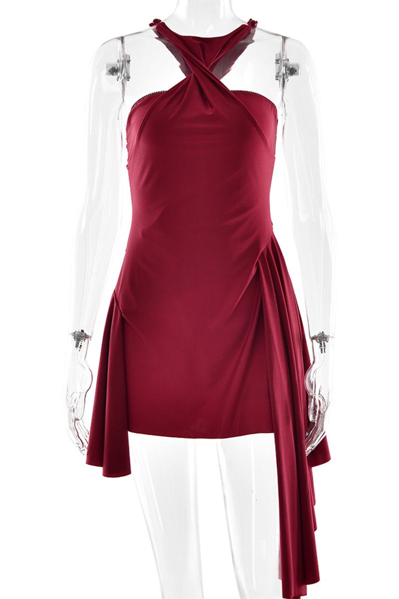 Vestidos de fiesta sexys con espalda descubierta y cuello halter irregular