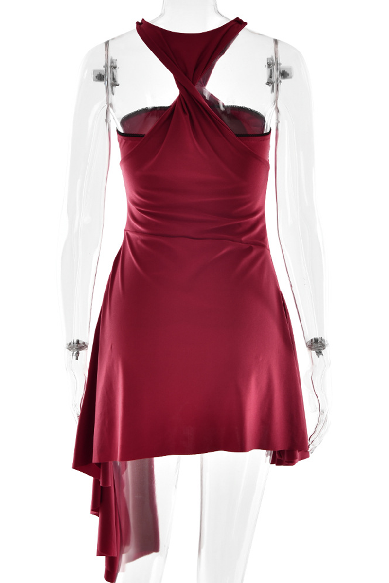 Vestidos de fiesta sexys con espalda descubierta y cuello halter irregular