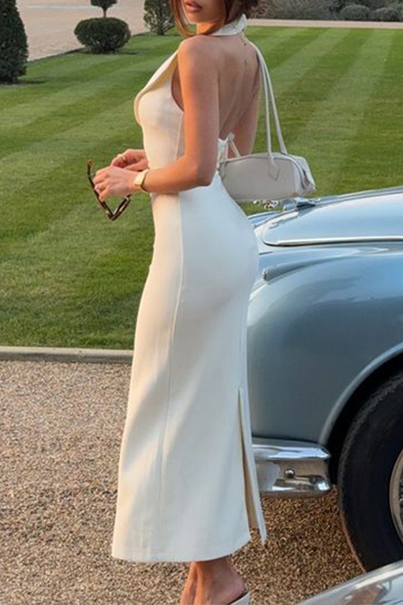 Vestido sexy de una sola pieza con cuello vuelto, espalda descubierta y hebilla (3 colores)