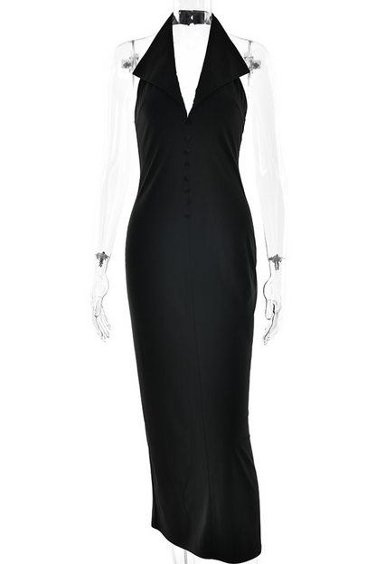Vestido sexy de una sola pieza con cuello vuelto, espalda descubierta y hebilla (3 colores)