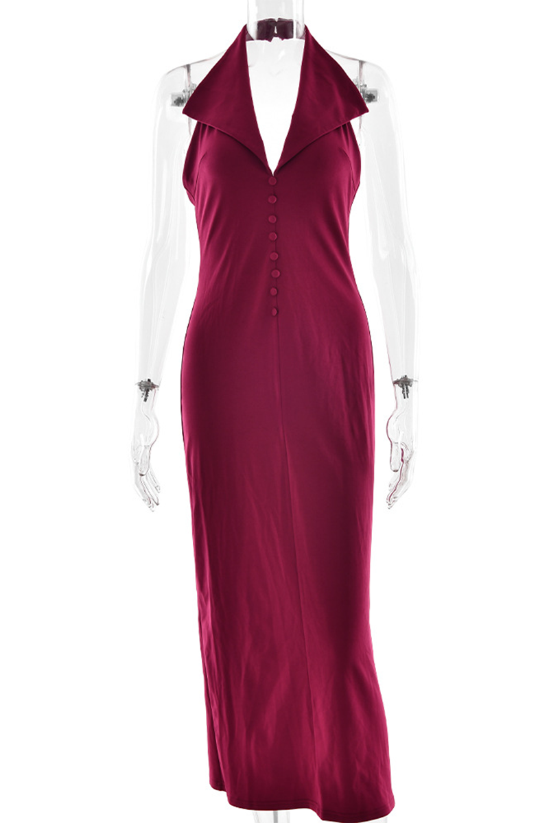 Vestido sexy de una sola pieza con cuello vuelto, espalda descubierta y hebilla (3 colores)