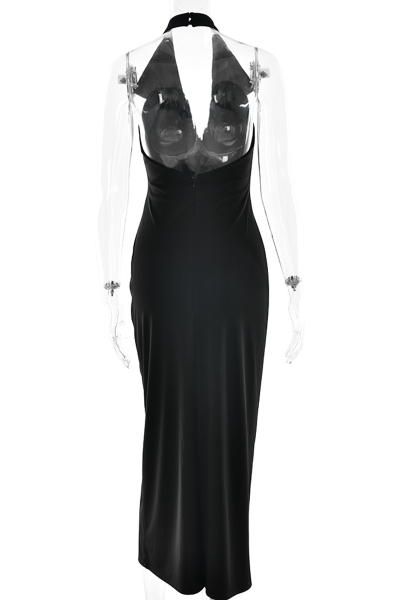 Vestido sexy de una sola pieza con cuello vuelto, espalda descubierta y hebilla (3 colores)