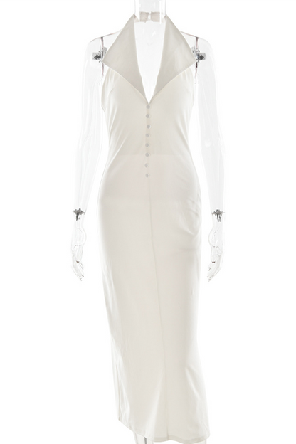 Vestido sexy de una sola pieza con cuello vuelto, espalda descubierta y hebilla (3 colores)