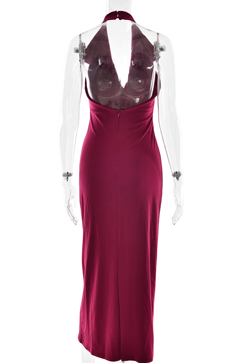 Vestido sexy de una sola pieza con cuello vuelto, espalda descubierta y hebilla (3 colores)