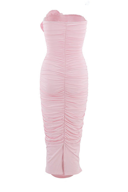 Sexy Ruched Flower Shape Strapless One Step Skirt Dresses(3 Colors)