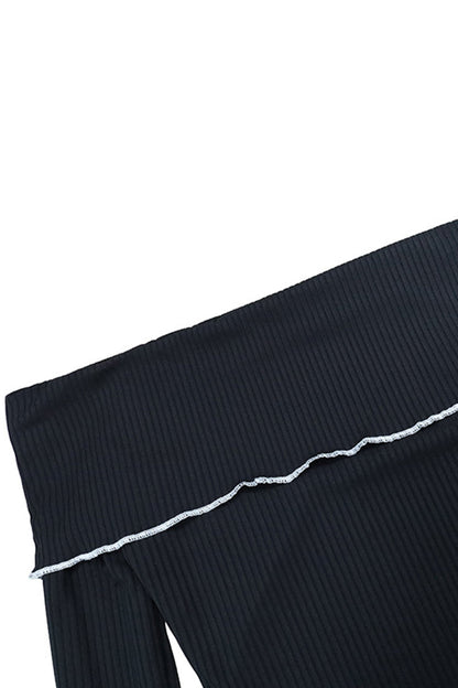Vestidos sexis de falda de un solo paso con hombros descubiertos y orillo de fibra en contraste