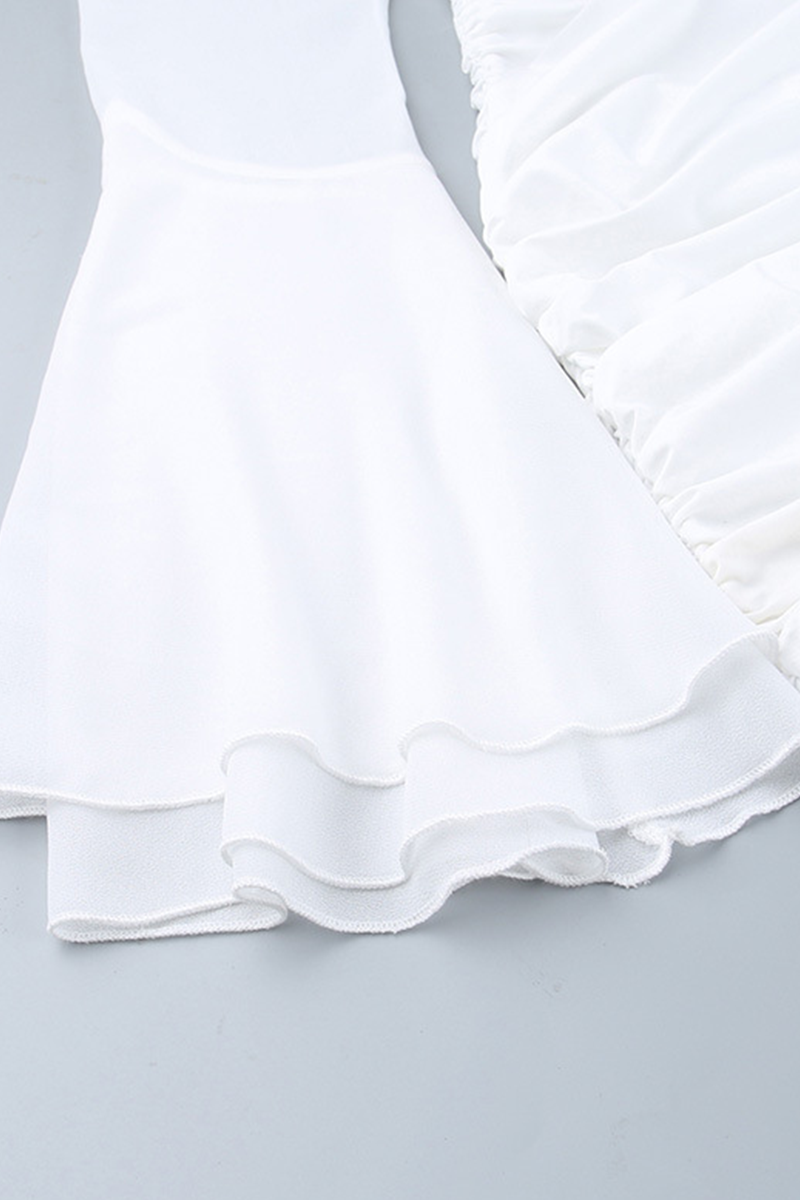 Vestidos sexys con falda cruzada y cuello en V fruncido