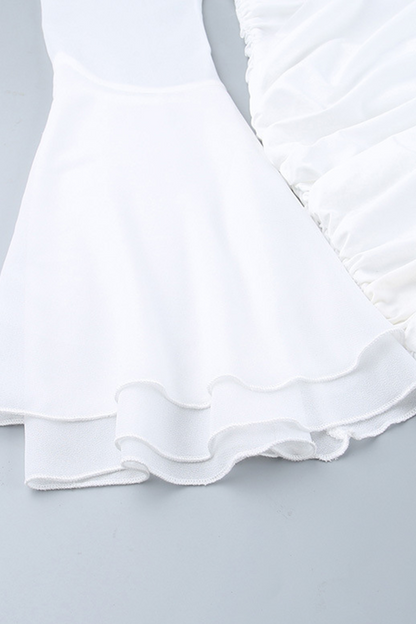Vestidos sexys con falda cruzada y cuello en V fruncido