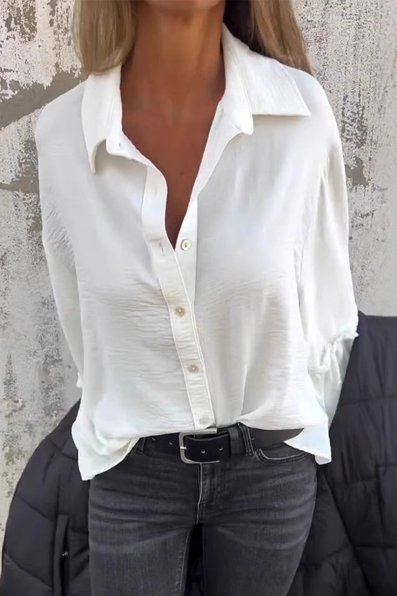 Blusas casuales de cuello vuelto con volantes para uso diario