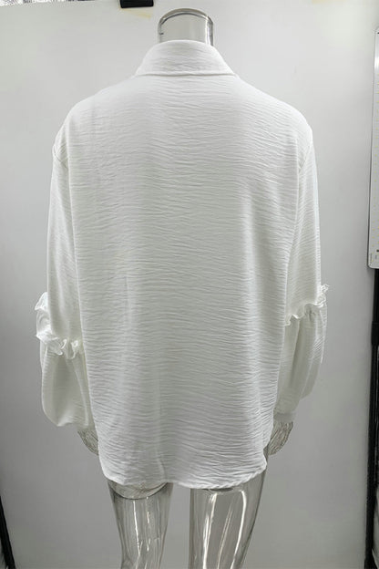 Blusas casuales de cuello vuelto con volantes para uso diario